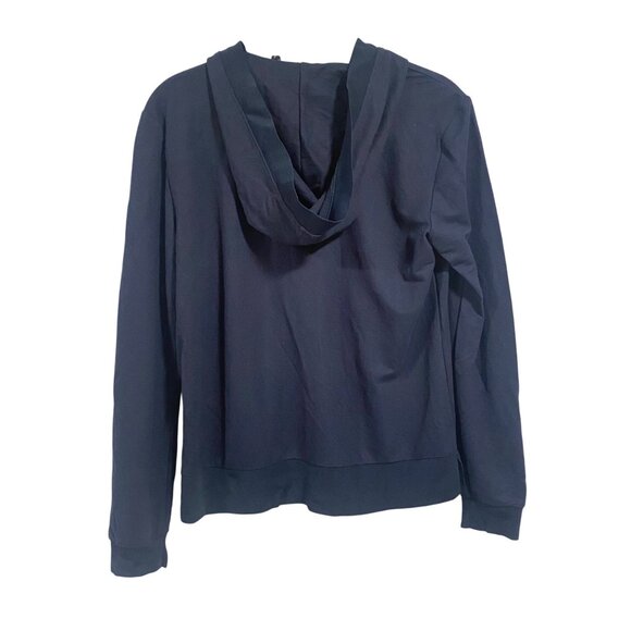 Theory Easy Rib Lightweight Hoodie in Space Knit Luxe Navy Blue Size S - Picture 6 of 8